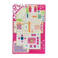Play House 3-D Play Rug, Pink Medium