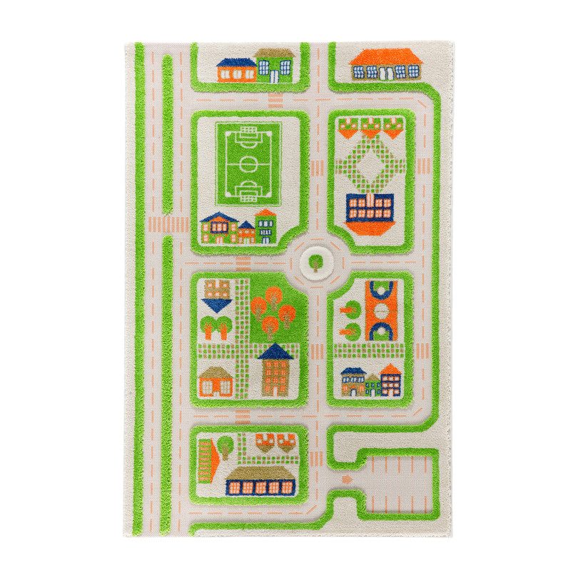 Traffic 3-D Play Rug, Green Medium Traffic 3-D Play Rug, Green Medium