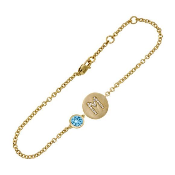 14k Rose Gold Personalized Birthstone Bracelet, Aquamarine 14k Rose Gold Personalized Birthstone Bracelet, Aquamarine