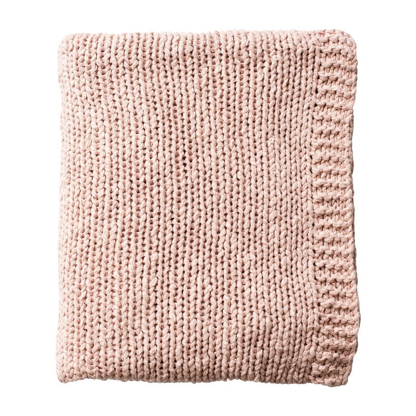 Organic Cotton Slub Knit Throw, Blush Organic Cotton Slub Knit Throw, Blush