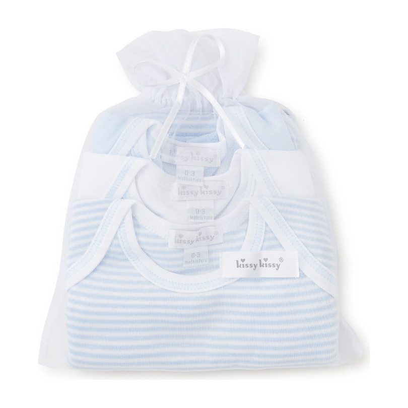 3pc Striped Onesie Set, Blue 3pc Striped Onesie Set, Blue
