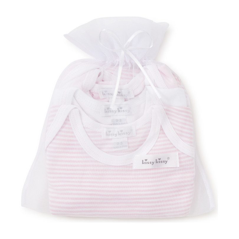 3pc Striped Onesie Set, Pink 3pc Striped Onesie Set, Pink