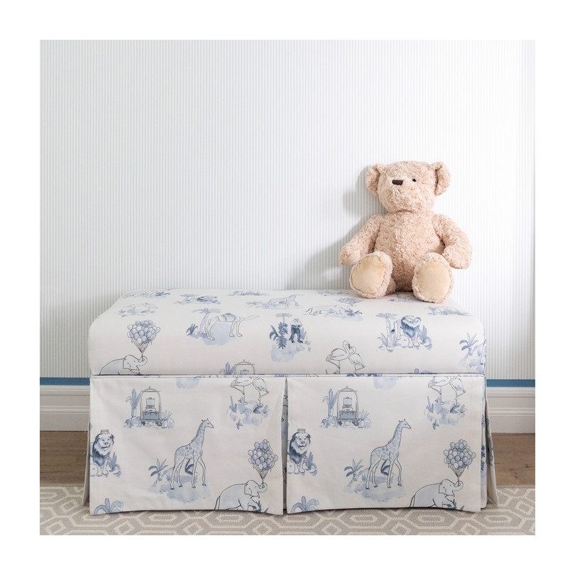 Skirted Storage Bench, Malin Toile Blue Skirted Storage Bench, Malin Toile Blue