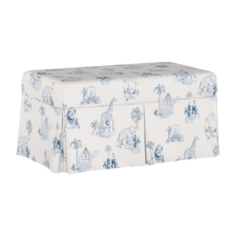 Skirted Storage Bench, Malin Toile Blue Skirted Storage Bench, Malin Toile Blue