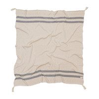 Striped Knitted Blanket, Grey