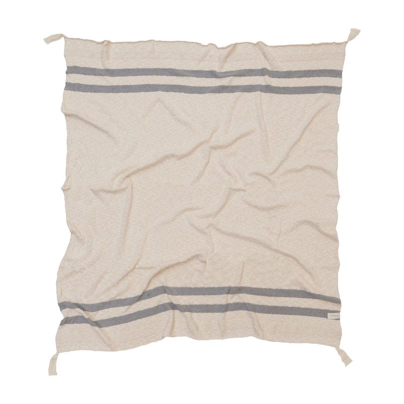 Striped Knitted Blanket, Grey Striped Knitted Blanket, Grey