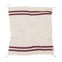 Striped Knitted Blanket, Burgundy