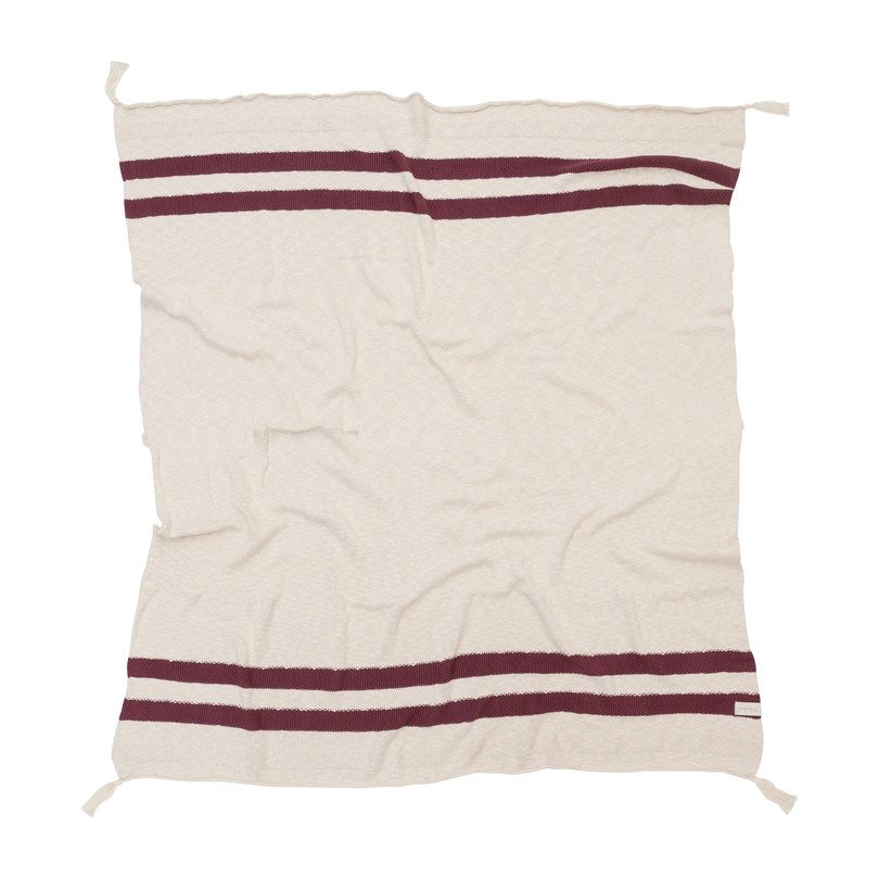 Striped Knitted Blanket, Burgundy Striped Knitted Blanket, Burgundy