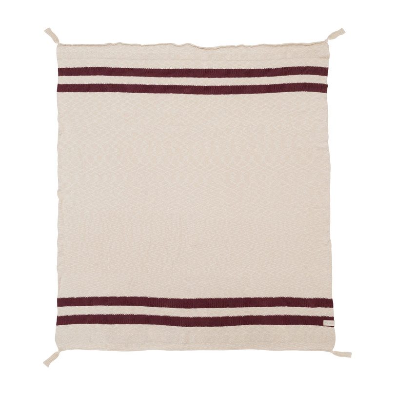 Striped Knitted Blanket, Burgundy Striped Knitted Blanket, Burgundy