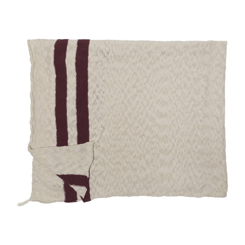 Striped Knitted Blanket, Burgundy Striped Knitted Blanket, Burgundy