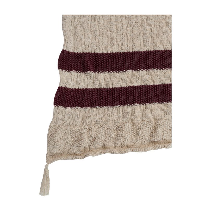 Striped Knitted Blanket, Burgundy Striped Knitted Blanket, Burgundy