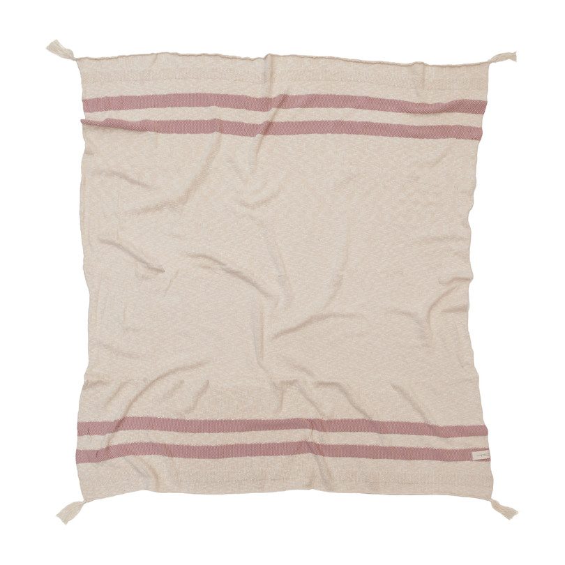 Striped Knitted Blanket, Vintage Nude Striped Knitted Blanket, Vintage Nude