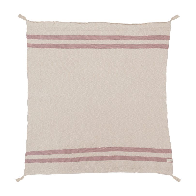 Striped Knitted Blanket, Vintage Nude Striped Knitted Blanket, Vintage Nude