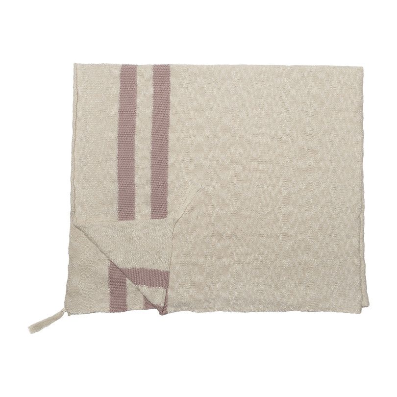 Striped Knitted Blanket, Vintage Nude Striped Knitted Blanket, Vintage Nude