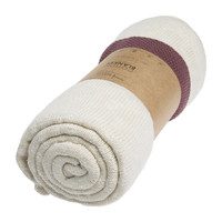 Striped Knitted Blanket, Burgundy