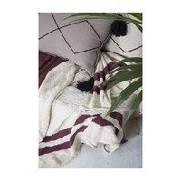 Striped Knitted Blanket, Burgundy