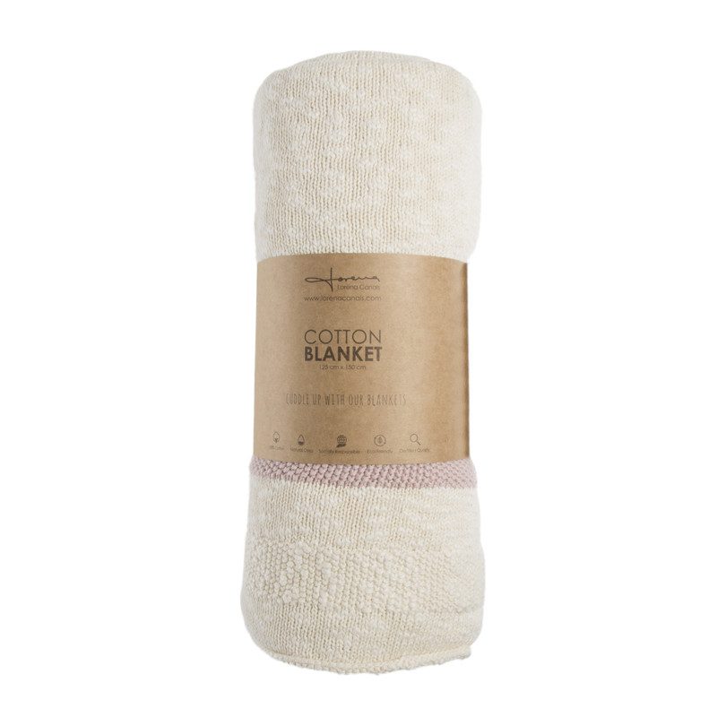 Striped Knitted Blanket, Vintage Nude Striped Knitted Blanket, Vintage Nude