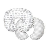 Boppy Nursing Pillow Slipcover Elephants Plaid Gray