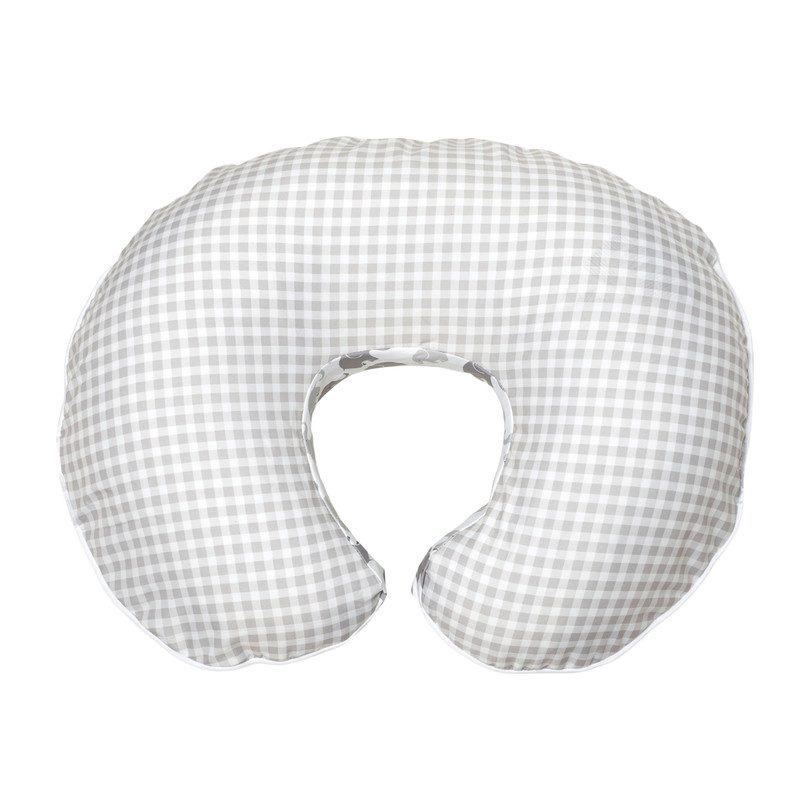 Boppy Nursing Pillow Slipcover Elephants Plaid Gray