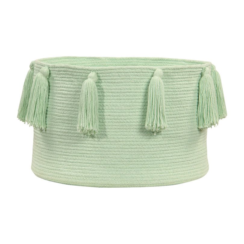 Tassels Basket, Soft Mint Tassels Basket, Soft Mint