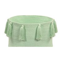 Tassels Basket, Soft Mint