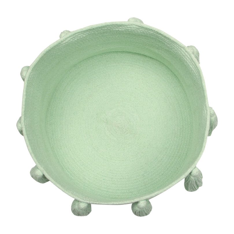 Tassels Basket, Soft Mint Tassels Basket, Soft Mint