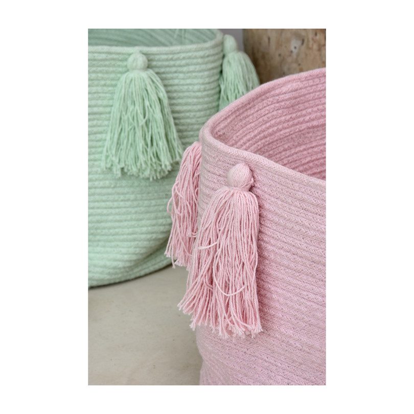 Tassels Basket, Pink Tassels Basket, Pink