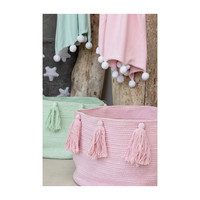 Tassels Basket, Soft Mint