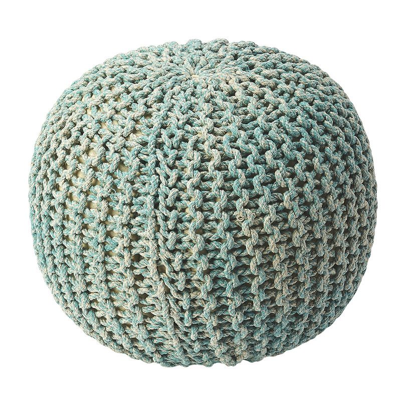 Knit Floor Pouf, Green Knit Floor Pouf, Green