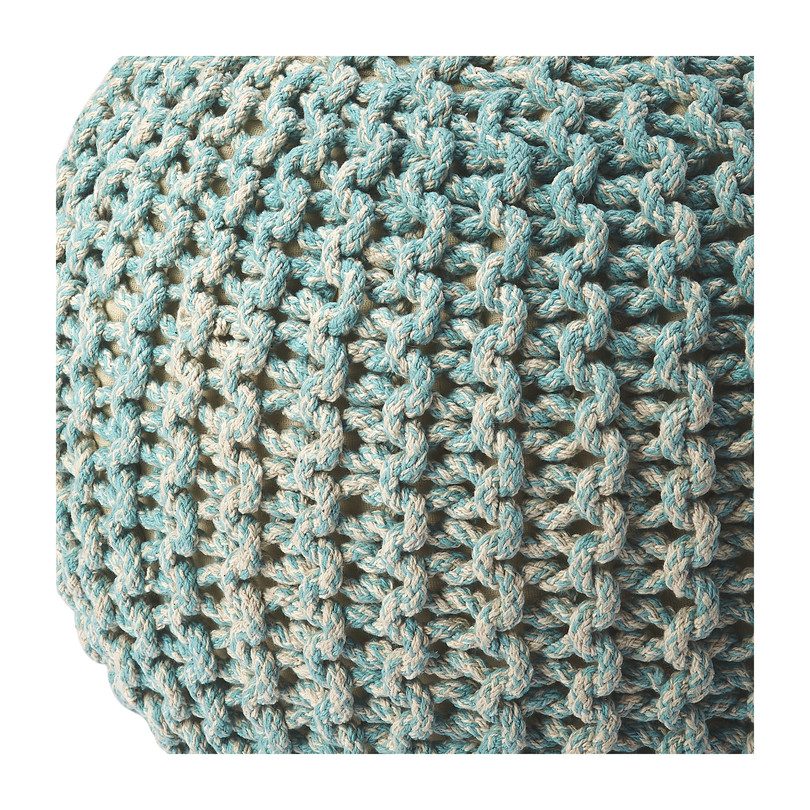 Knit Floor Pouf, Green Knit Floor Pouf, Green