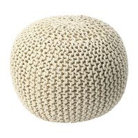 Knit Floor Pouf, Cream