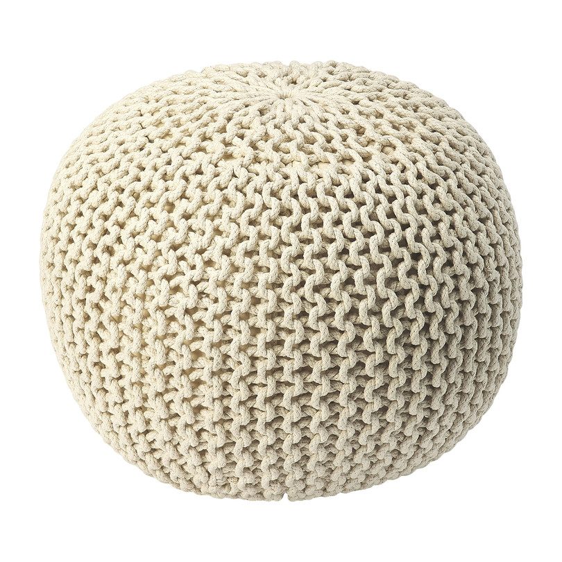 Knit Floor Pouf, Cream Knit Floor Pouf, Cream