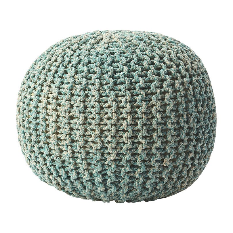 Knit Floor Pouf, Green Knit Floor Pouf, Green