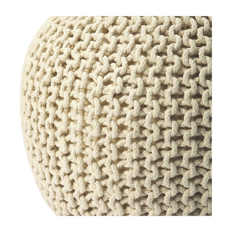 Knit Floor Pouf, Cream Knit Floor Pouf, Cream