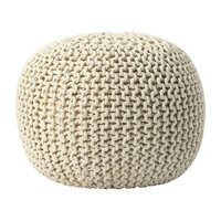 Knit Floor Pouf, Cream