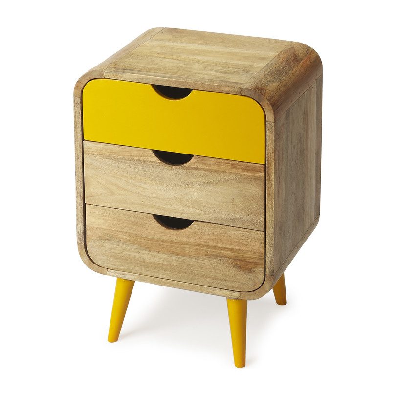 Scandi Nightstand, Yellow/Natural Nightstands & Accent Tables