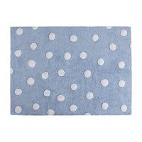 Polka Dots Washable Rug, Blue/White
