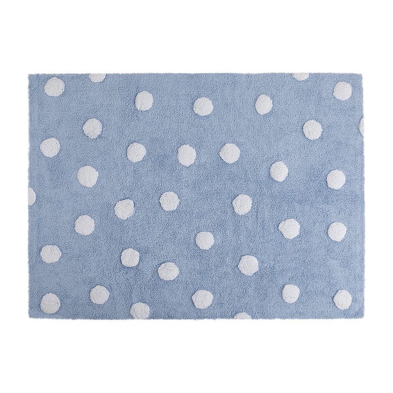 Polka Dots Washable Rug, Blue/White Polka Dots Washable Rug, Blue/White