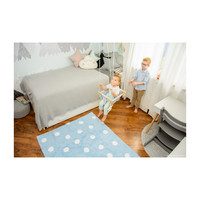 Polka Dots Washable Rug, Blue/White