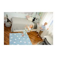 Polka Dots Washable Rug, Blue/White