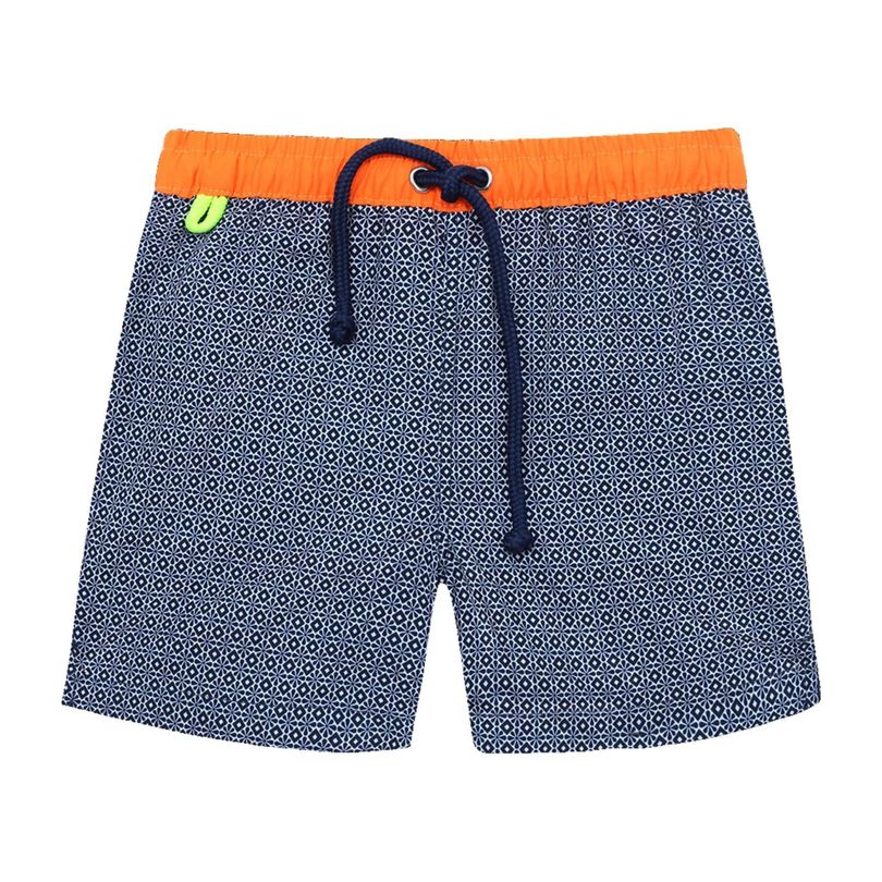 Meno Navy Pop Azulejos Swim Trunks, Blue Meno Navy Pop Azulejos Swim Trunks, Blue