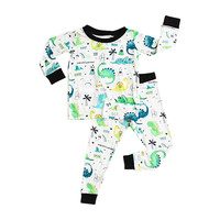 Toddler & Kids Two Piece Bamboo Pajama Set, Green Dinosaurs