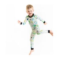 Toddler & Kids Two Piece Bamboo Pajama Set, Green Dinosaurs