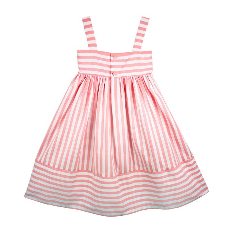 Summer Bow Dress, Coral Stripe - Dresses - Maisonette