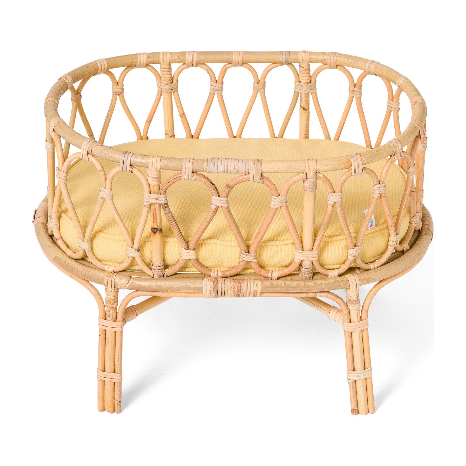 Rattan Doll Crib, Natural/Yellow Dollhouses & Accessories