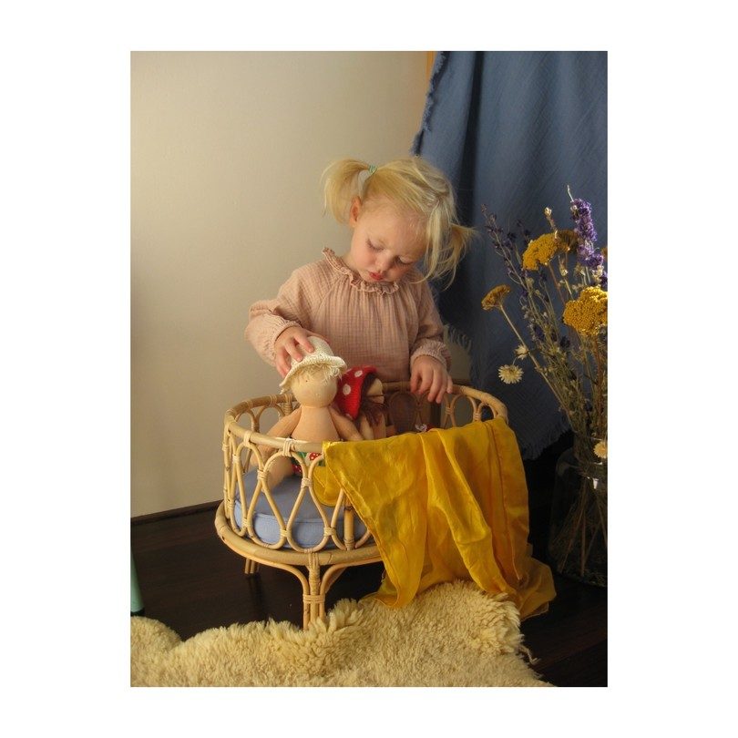 rattan doll crib