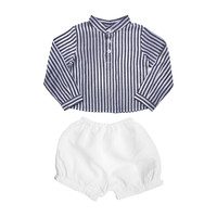 Harbor Island Stripe Shirt and White Linen Short Gift Set