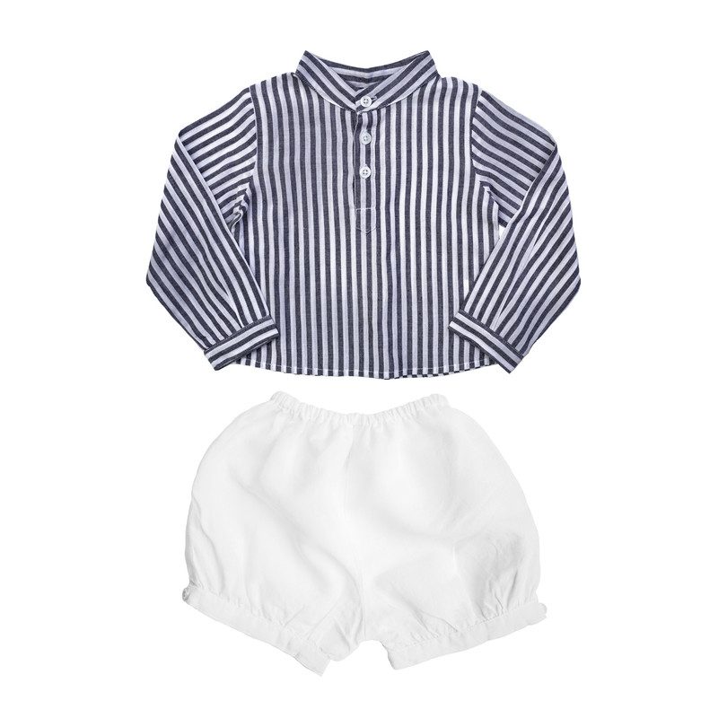 Harbor Island Stripe Shirt and White Linen Short Gift Set Harbor Island Stripe Shirt and White Linen Short Gift Set