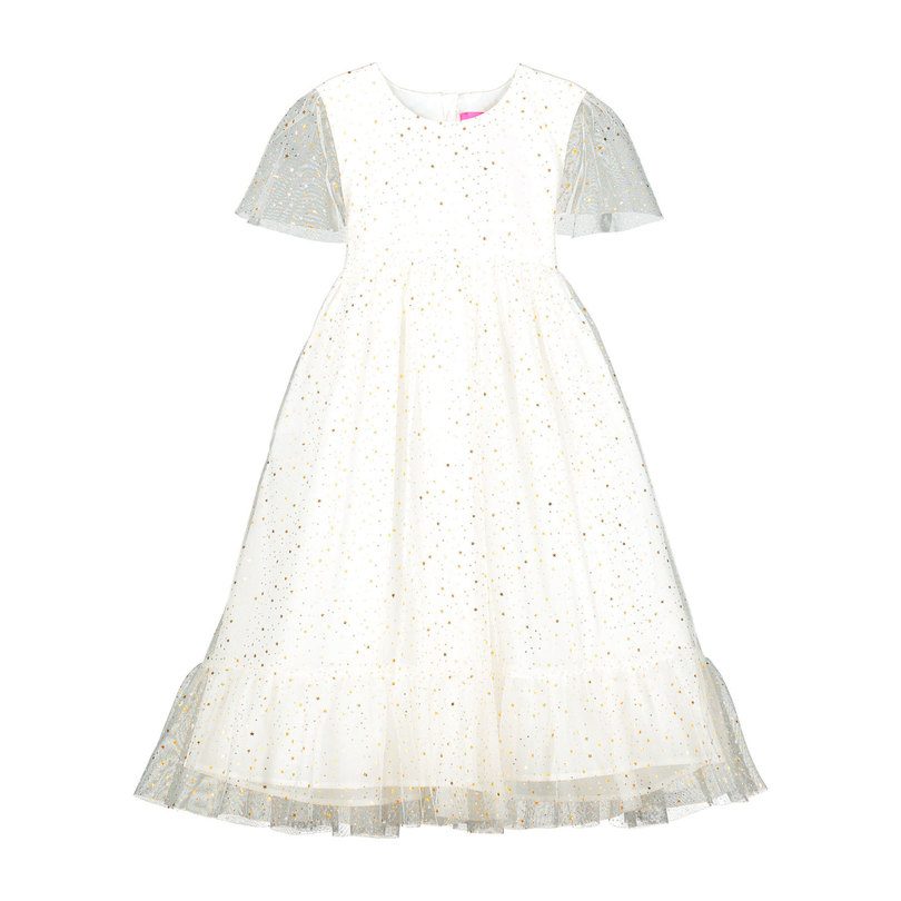 Poppy White Star Tulle Girls Party Dress Poppy White Star Tulle Girls Party Dress