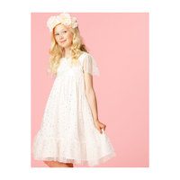 Poppy White Star Tulle Girls Party Dress